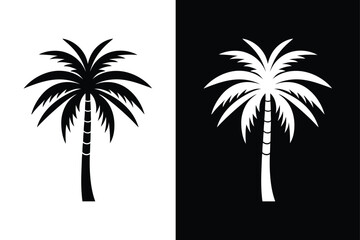 Palm Tree Icon Collection. Diverse Vector Silhouettes for Vacation Themes