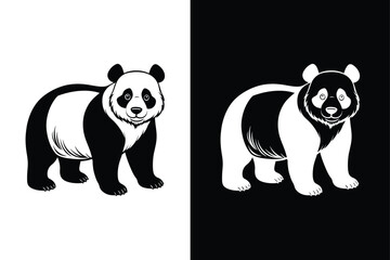 Modern Panda Logo. Creative Animal Icon Design on Black & White