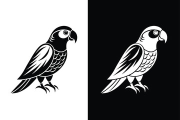 Minimalist Parrot Bird Silhouette. Clean Cut Out Vector Icon