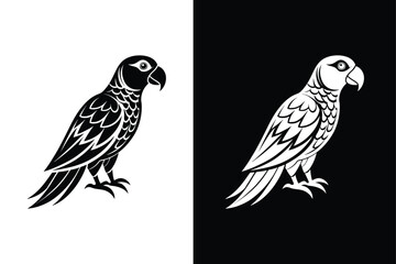 Stylish Parrot Icon. Sleek Silhouette with Editable Stroke