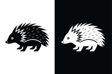 Minimalist Porcupine Silhouette. Sleek Vector Icon Illustration
