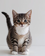 a cute cat on plain white background
