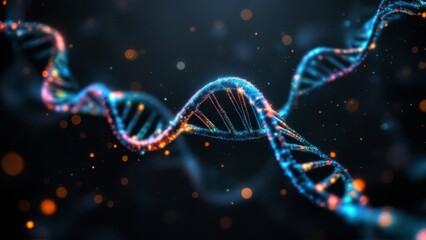 DNA strands on Scientific background 