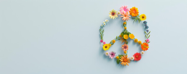 Obraz premium Vibrant flower peace sign illustration with isolated white background