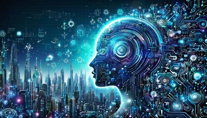 Image of an android robot, as a sign of future technological developments