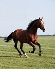 Obraz premium a majestic horse galloping in the field on plain white background