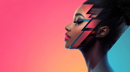 Creative Portrait with Bold Graphics and Vibrant Colors
