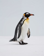 Naklejka premium a penguin waddling by on plain white background