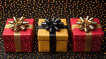 Obraz premium Festive seamless pattern featuring presents wrapped in colorful paper for New Year