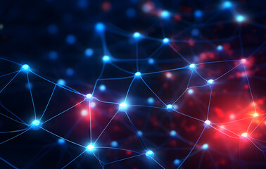 Abstract digital background with glowing molecular structures and DNA design, demonstrating the connection between science and technology.