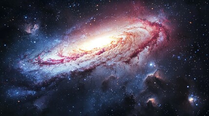 Fototapeta premium Photography of a galaxy in the night sky, emphasizing the universe's depth and beauty