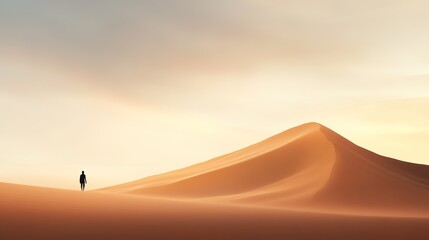 Solitary Figure in Serene Desert Landscape