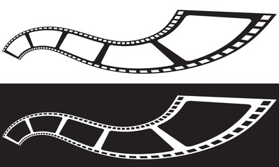 Curved film strip icon.   Vector illustration isolated on white and black background. EPS 10