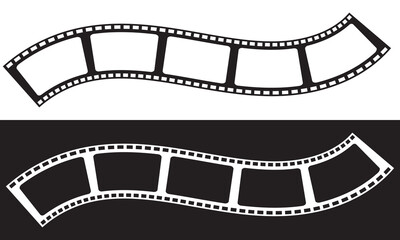 Curved film strip icon.   Vector illustration isolated on white and black background. EPS 10