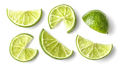 Lime slices isolated on white background.