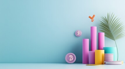 Colorful Financial Growth Concept with Modern Shapes