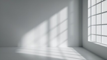 simple window shadow with sunlight on a wall background, Generative AI.
