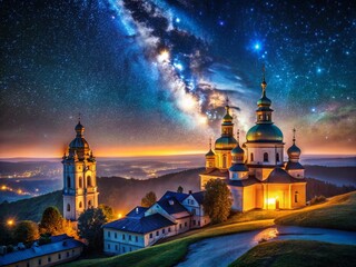 Stunning Night Landscape of the Blue Milky Way in Ukraine's Clear Sky