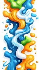 Colorful abstract splash design featuring flowing liquids in various vibrant hues for artistic backgrounds and creative projects.