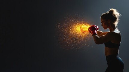 Powerful Boxer in Action with Sparkle Effect