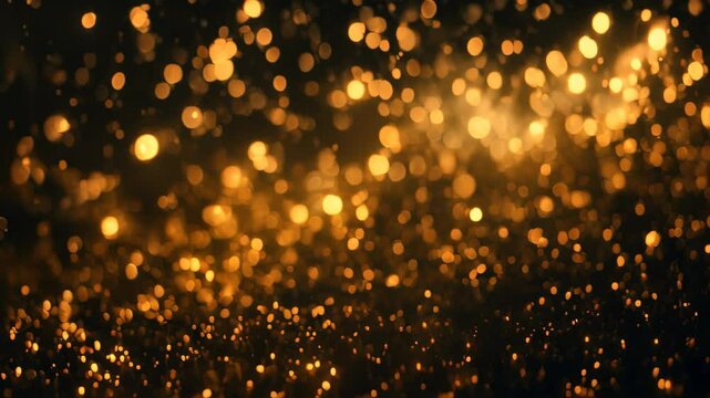 A mesmerizing videograph of golden glitter bursting against a dark night sky, creating a magical and dreamy atmosphere, Dazzling bursts of glitter on a velvet sky
