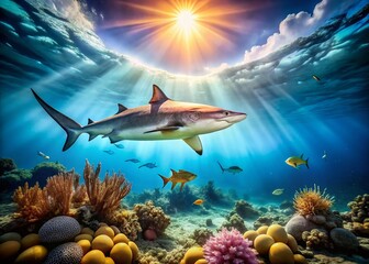 Obraz premium Stunning Sharks in the Sea - Majestic Marine Life for Nature Lovers