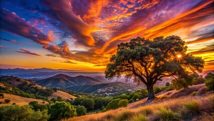 Stunning Silhouette of Agoura Hills at Sunset in California