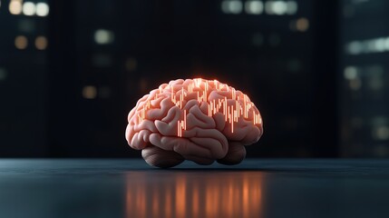 Futuristic Brain with Neural Activity Visualization