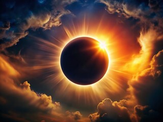 Obraz premium Stunning Solar Eclipse Silhouette of Sun and Moon for Captivating Sky Photography