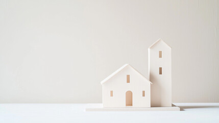 Modern white house side view on clean background for real estate