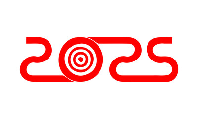 2025 new year target banner, new financial goals poster, business strategy banner, roadmap vector concept, calendar cover, red numbers over white background