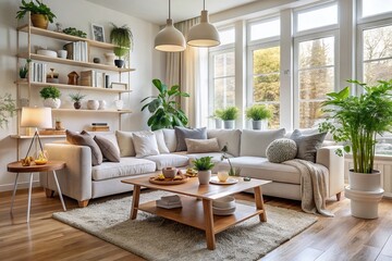 Stylish Living Room Interior Design in White Tones for Home Decor Inspiration