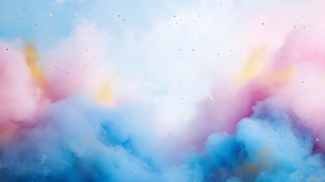 Stunning pink and blue smoke with gold watercolor for gender reveal celebration