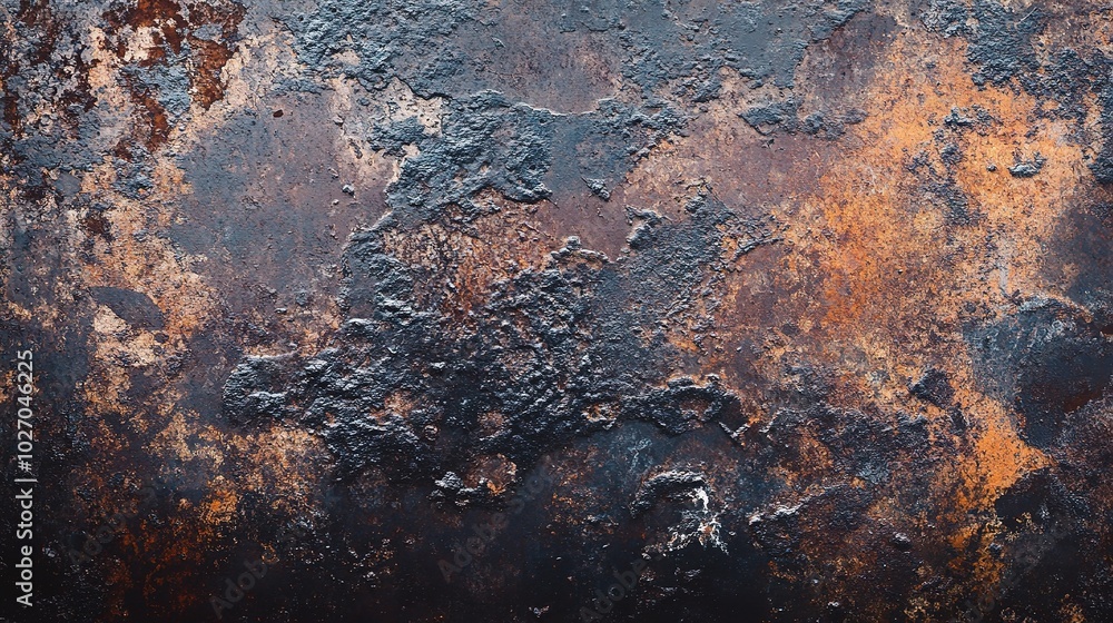 Poster Textured Rusty Surface with Various Colors and Patterns
