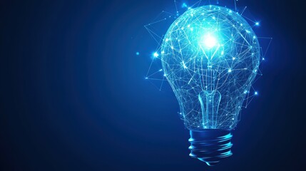 AI-Generated Light Bulb with Blue Background