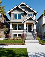 Fototapeta premium a craftsman style house on plain white background