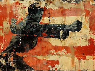 Fototapeta premium Abstract Portrait of a Man in Action