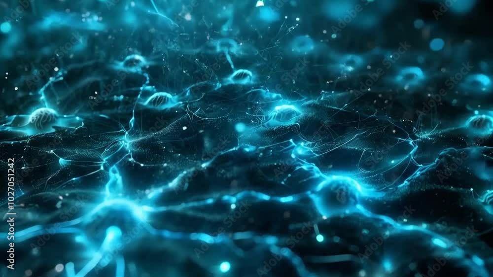 Aufkleber abstract blue glowing network intricate patterns and textures in motion