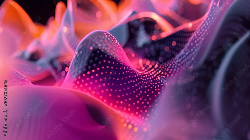 Poster A close-up of a digital pattern pulsing and flowing in sync with music, Digital patterns pulsating in sync with the beat of the music