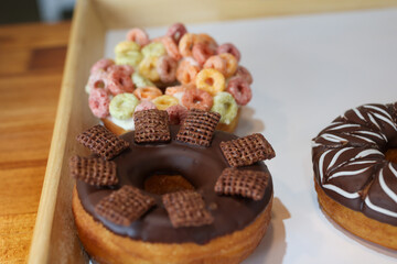a donut dessert on display