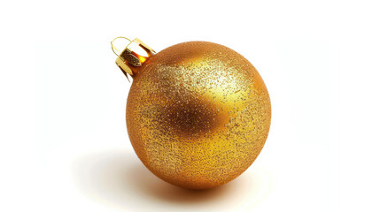 shiny gold Christmas ornament with textured surface and golden cap, perfect for festive decorations and holiday celebrations