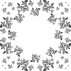 A beautiful black roses flower frame,festive decor,transparent background