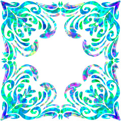 A stunning multicolor Christmas frame with intricate swirls and elegant patterns, perfect for a festive greeting card.