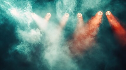 Fototapeta premium Dramatic Stage Lighting with Colorful Fog Effects