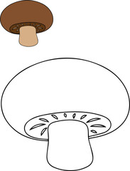 Mushroom - Coloring vegetables for kids coloring book