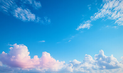 Serene cloudscape at sunset over a clear blue sky with wispy clouds