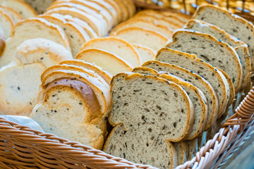 Freshly Baked Sliced Bread in a Wicker Basket