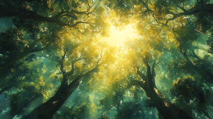 Fototapeta premium A worms-eye view of an ancient forest