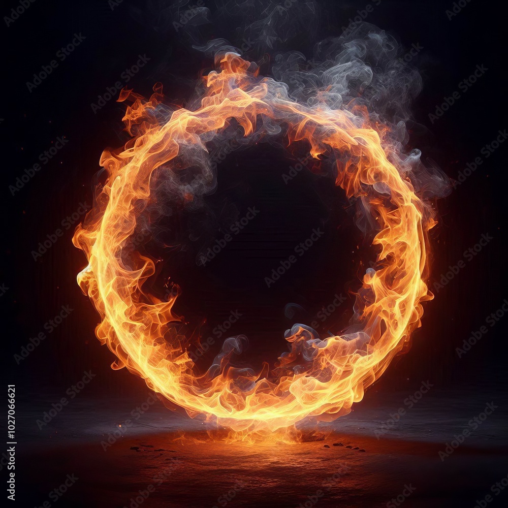 Poster abstract fractal burst background with swirling light and fire circles, creating a colorful space de