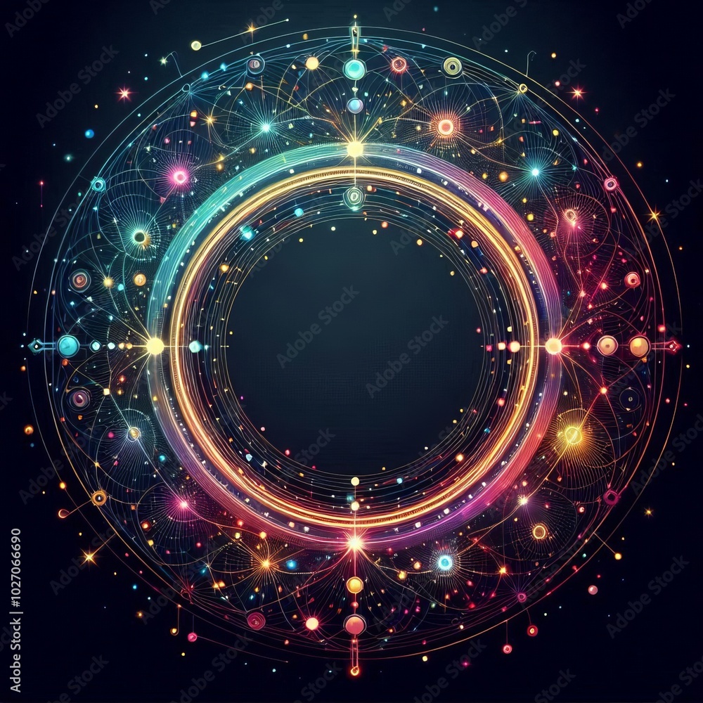 Aufkleber abstract background featuring stars with space for text and circles creating a cosmic feel